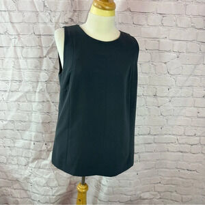 ann taylor loft dark grey basic sleeveless tunic shell sz medium preppy office